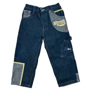 VINTAGE 90s Mecca Boys Black Two-Tone Graphic Carpenter Denim Jeans Size 4